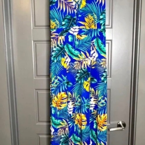 PLUS SIZE TROPICAL IRIS BRAND FLORAL MAXI DRESS- Womens SIZE 1X- SIDE SLITS - - Picture 2 of 4